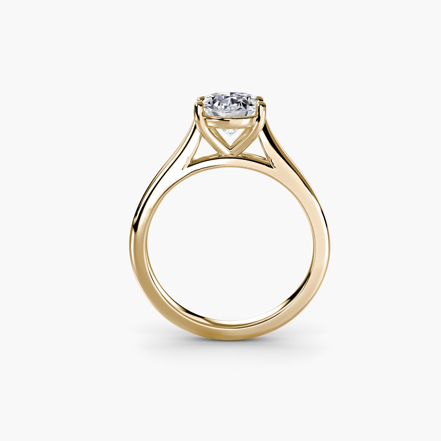 Solitaire ring 1 Oval in Yellow Gold