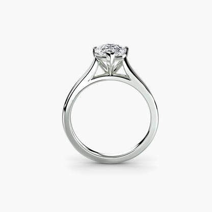 Solitaire ring 1 Pear Shape in White Gold