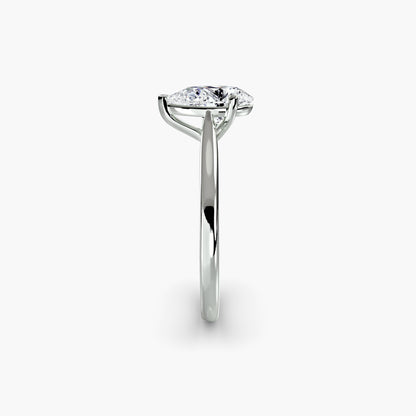 Solitaire ring 1 Pear Shape in White Gold