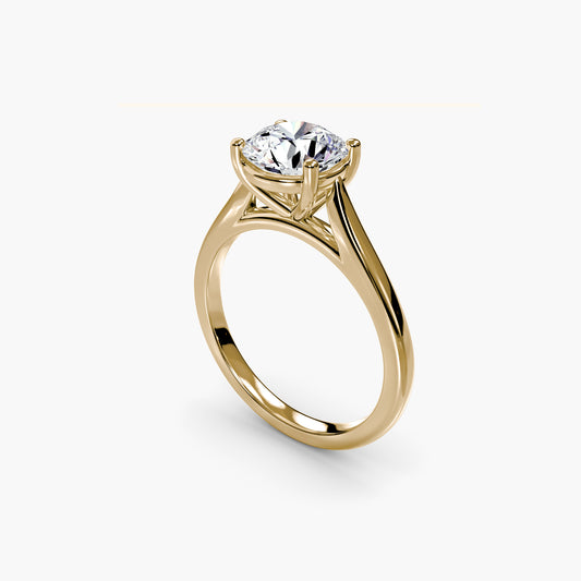 Solitaire ring 1 Round in Yellow Gold