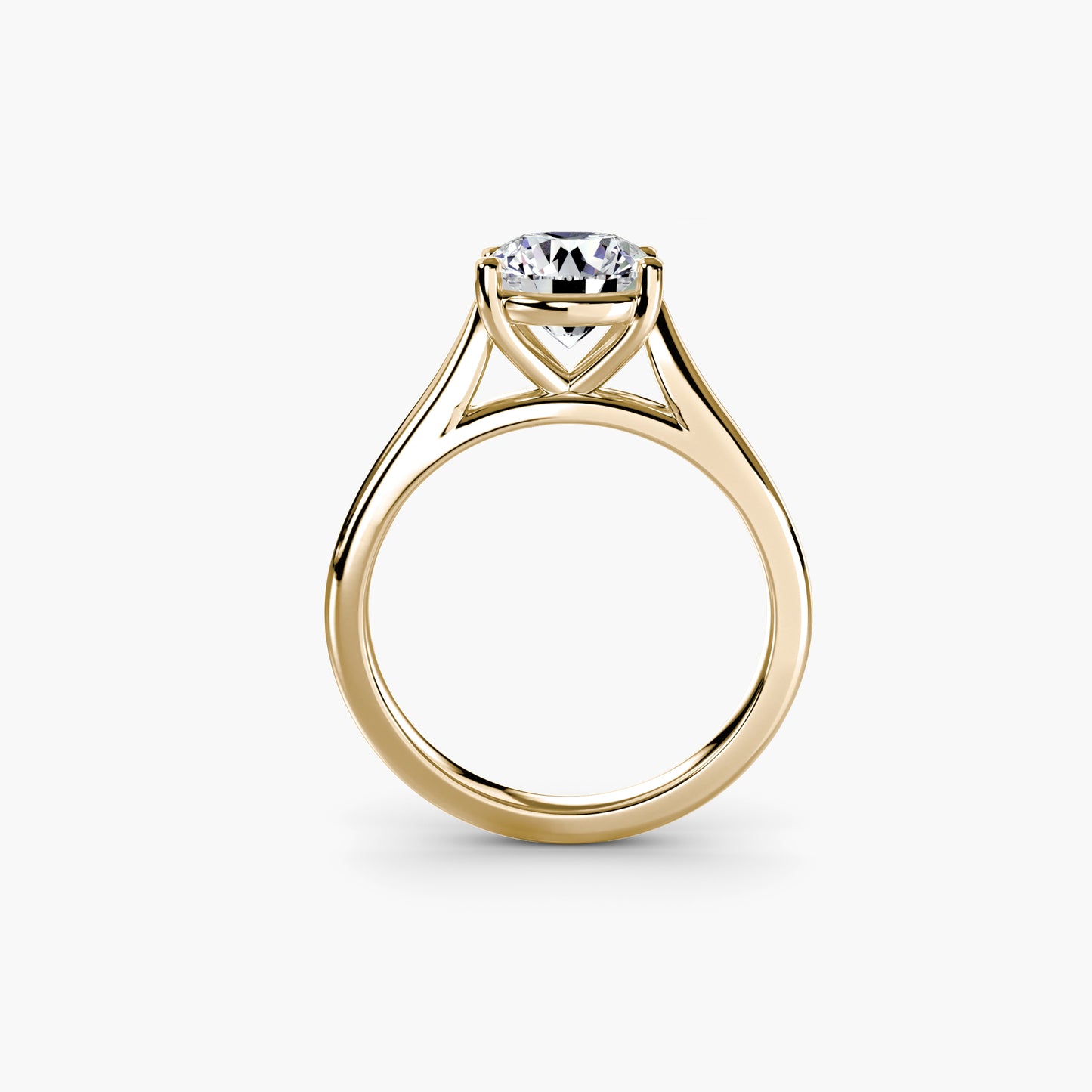 Solitaire ring 1 Round in Yellow Gold