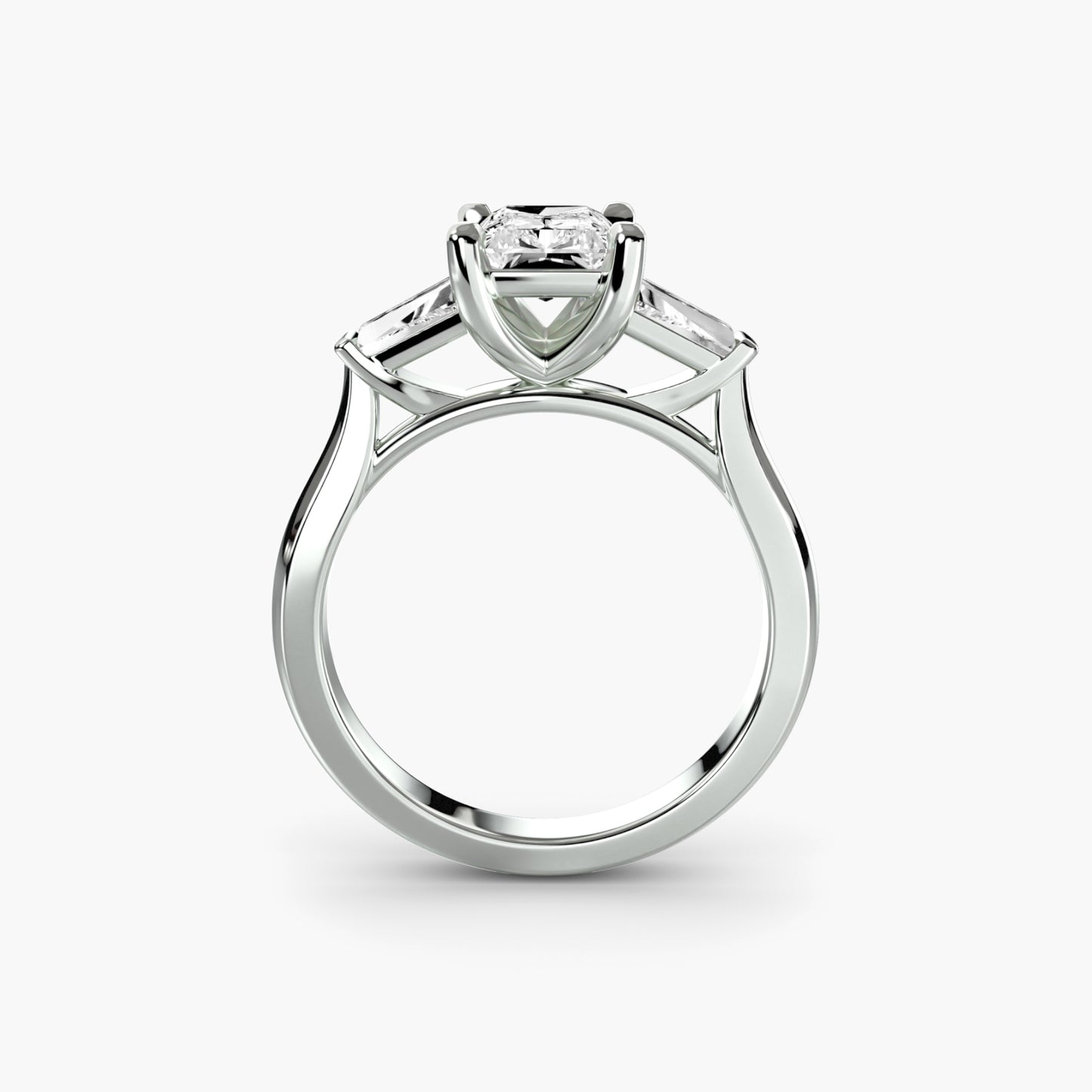 Three-Stone Ring (Baguette Side Stones) 2 in White Gold