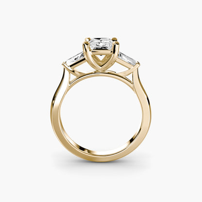 Three-Stone Ring (Baguette Side Stones) 2 in Yellow Gold