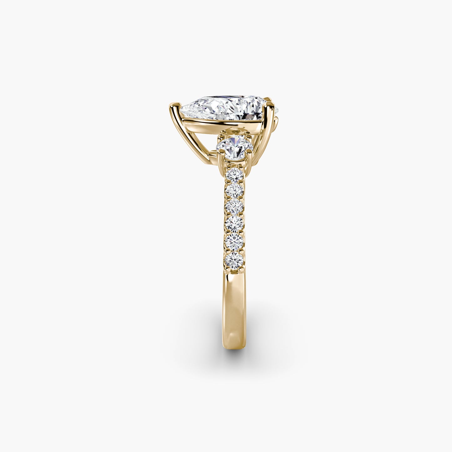 Three-Stone Ring with Pavé Band 5 in Yellow Gold