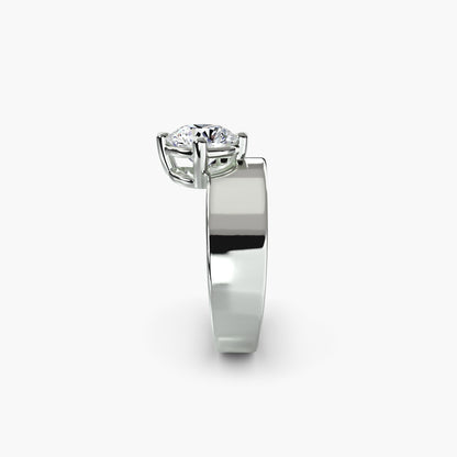 Wide Band Solitaire in White Gold