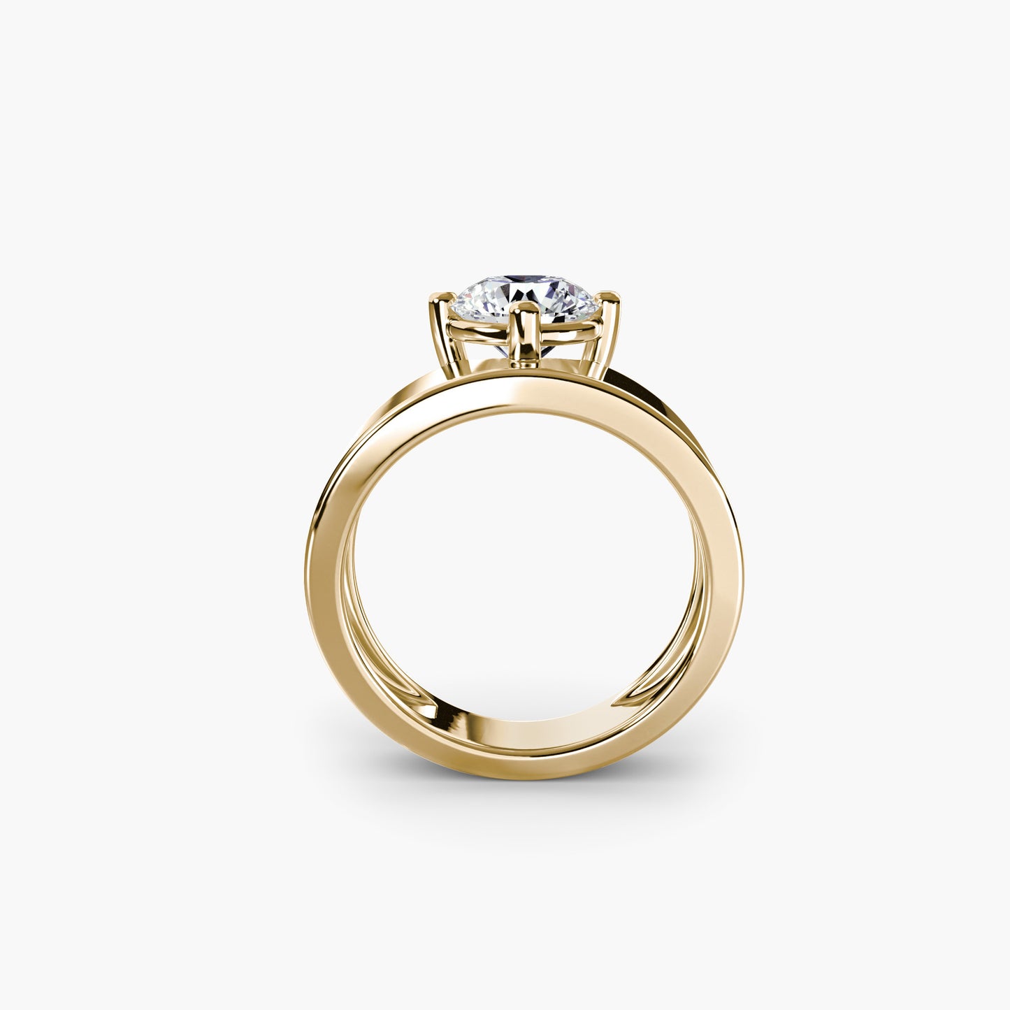 Wide Band Solitaire in Yellow Gold