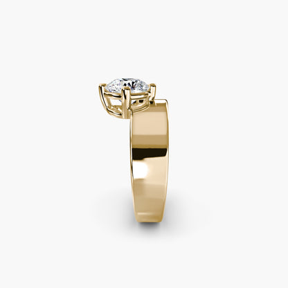 Wide Band Solitaire in Yellow Gold