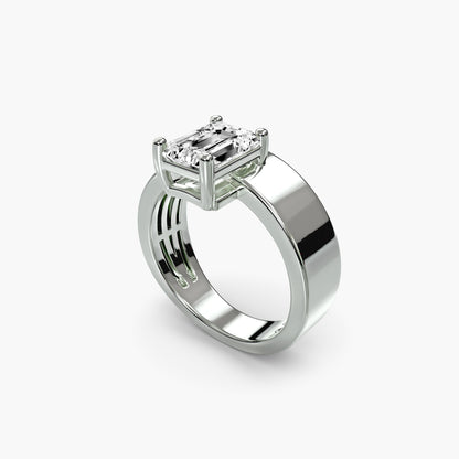 Wide Band Solitaire 2 in White Gold