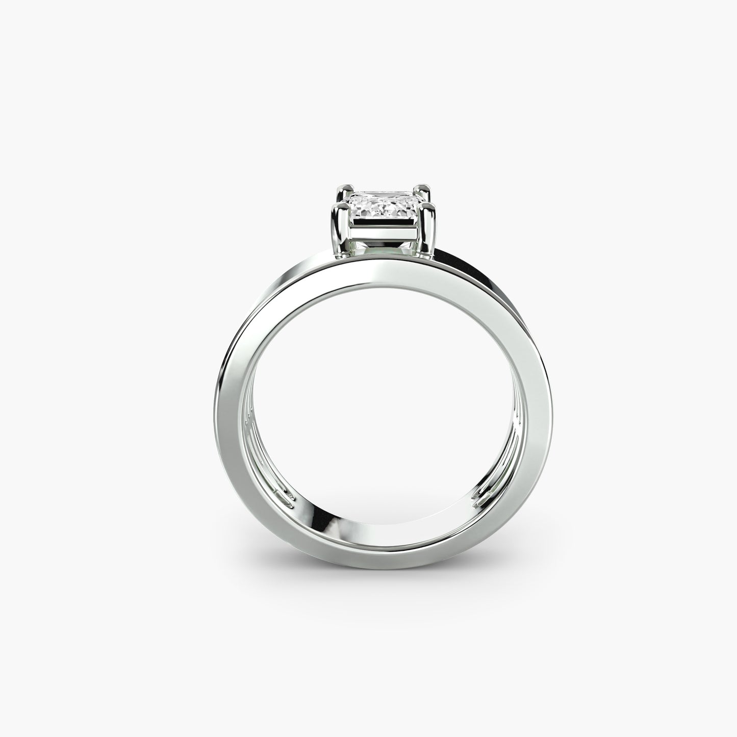 Wide Band Solitaire 2 in White Gold