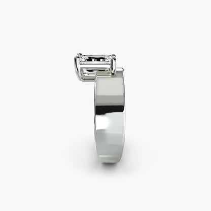 Wide Band Solitaire 2 in White Gold