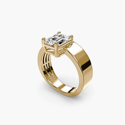 Wide Band Solitaire 2 in Yellow Gold