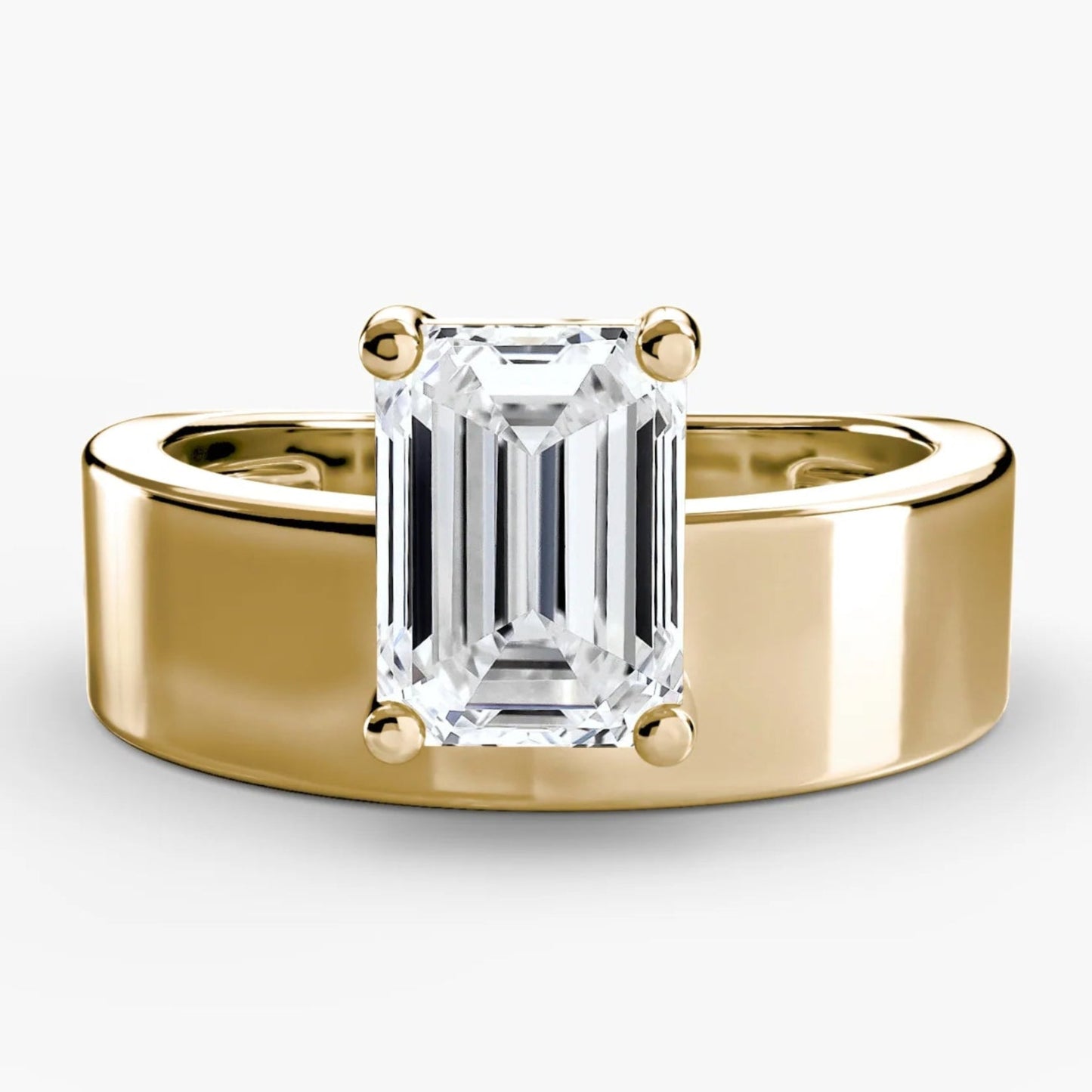 Wide Band Solitaire 2 in Yellow Gold