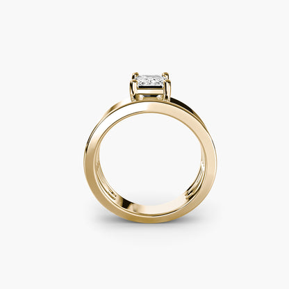 Wide Band Solitaire 2 in Yellow Gold