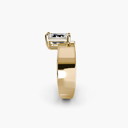 Wide Band Solitaire 2 in Yellow Gold