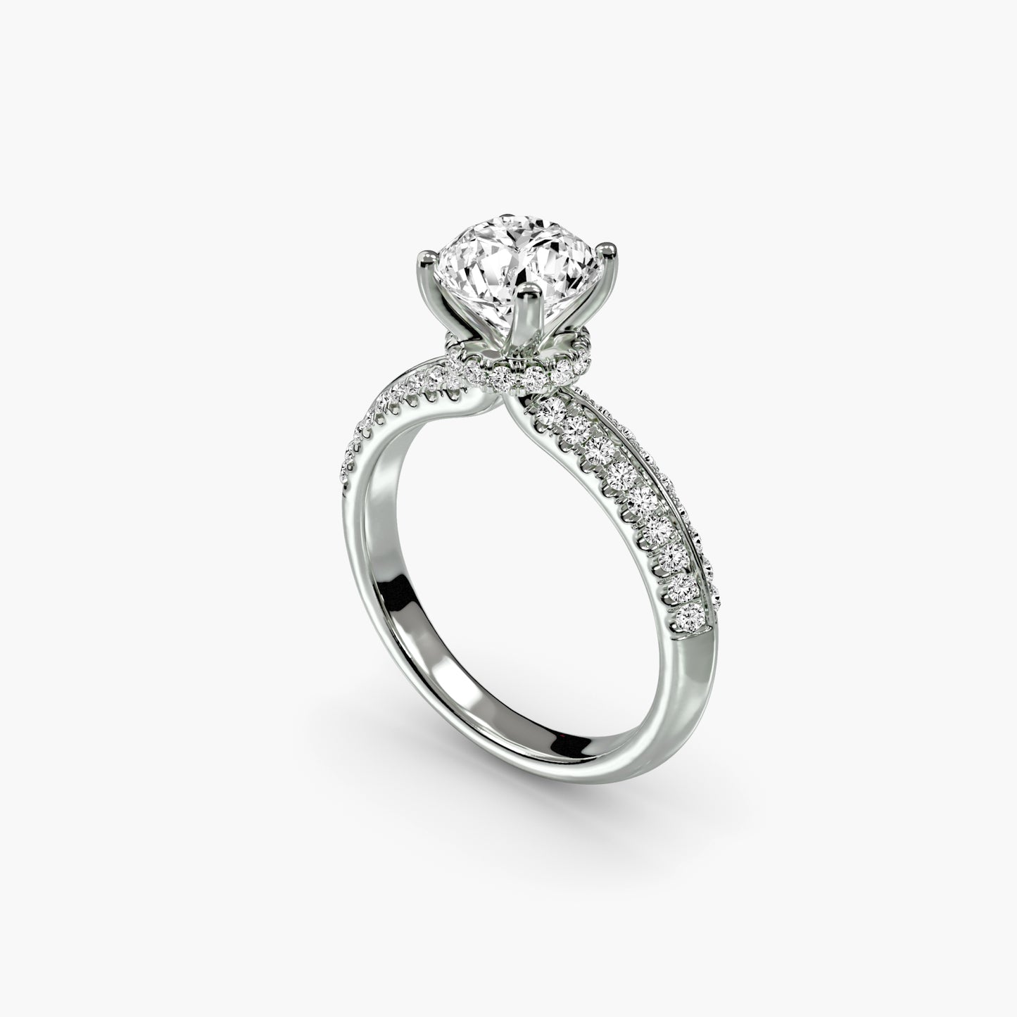 Solitaire with Pavé in White Gold