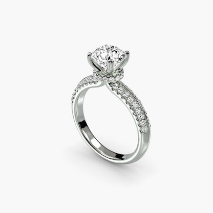 Solitaire with Pavé in White Gold