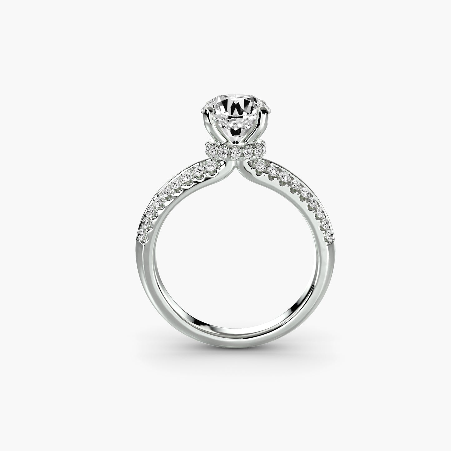 Solitaire with Pavé in White Gold