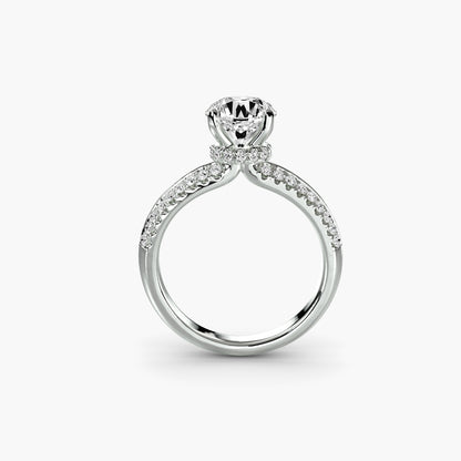 Solitaire with Pavé in White Gold