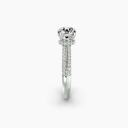 Solitaire with Pavé in White Gold