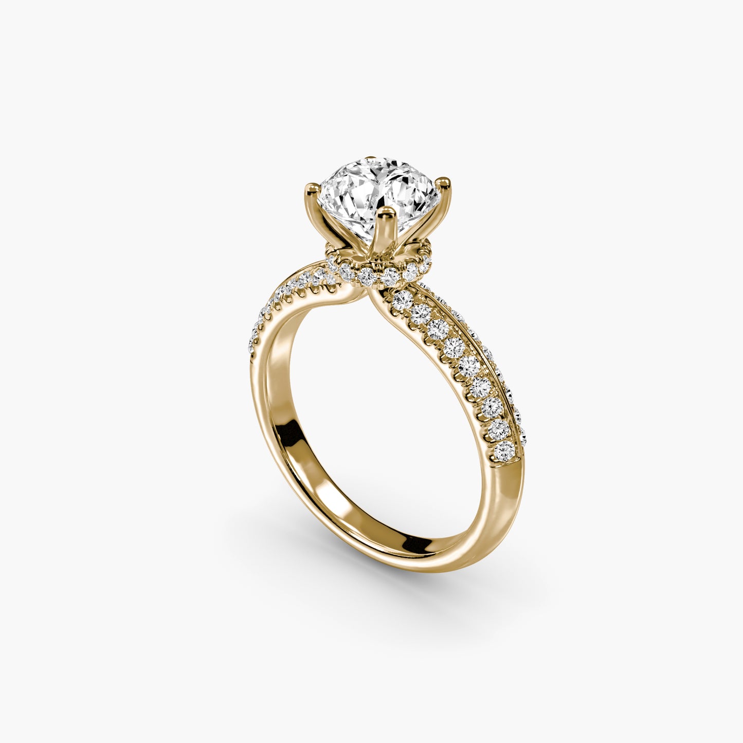 Solitaire with Pavé in Yellow Gold
