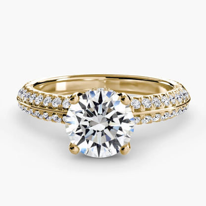 Solitaire with Pavé in Yellow Gold