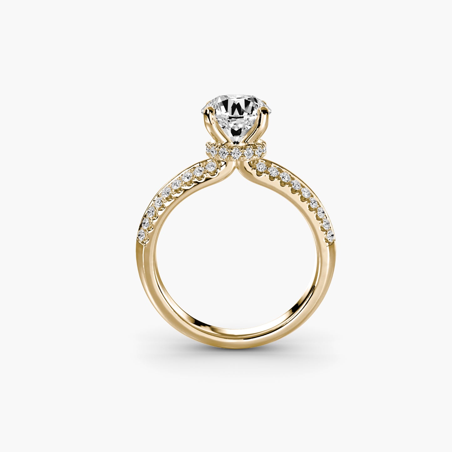 Solitaire with Pavé in Yellow Gold