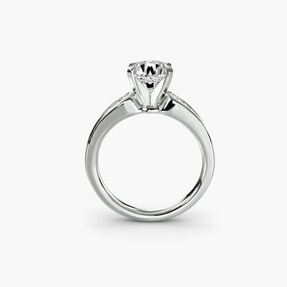 Solitaire with Pavé 2 Round in White Gold