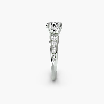 Solitaire with Pavé 2 Round in White Gold