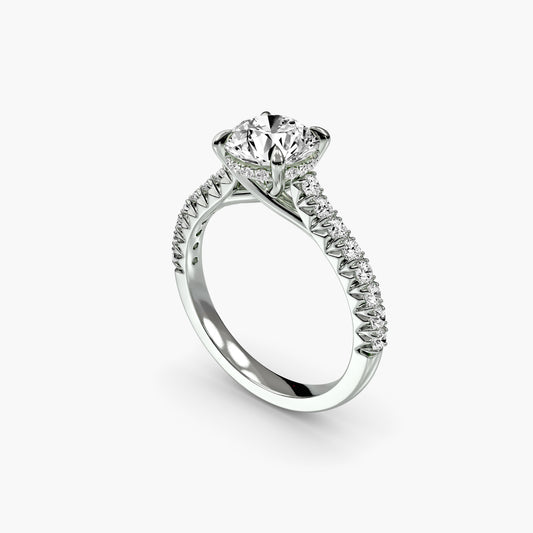 Solitaire with Pavé 5 Round in White Gold