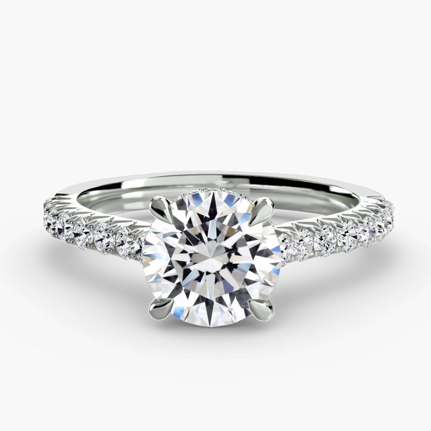 Μονόπετρο Pavé 5 Round σε Λευκόχρυσο