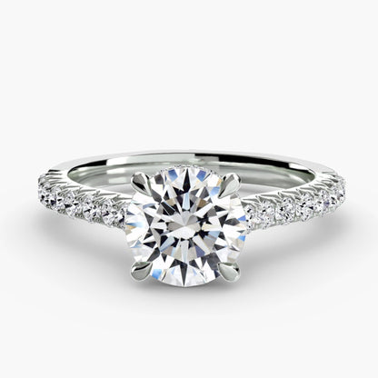 Μονόπετρο Pavé 5 Round σε Λευκόχρυσο