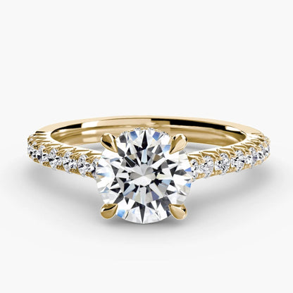 Solitaire with Pavé 5 Round in Yellow Gold