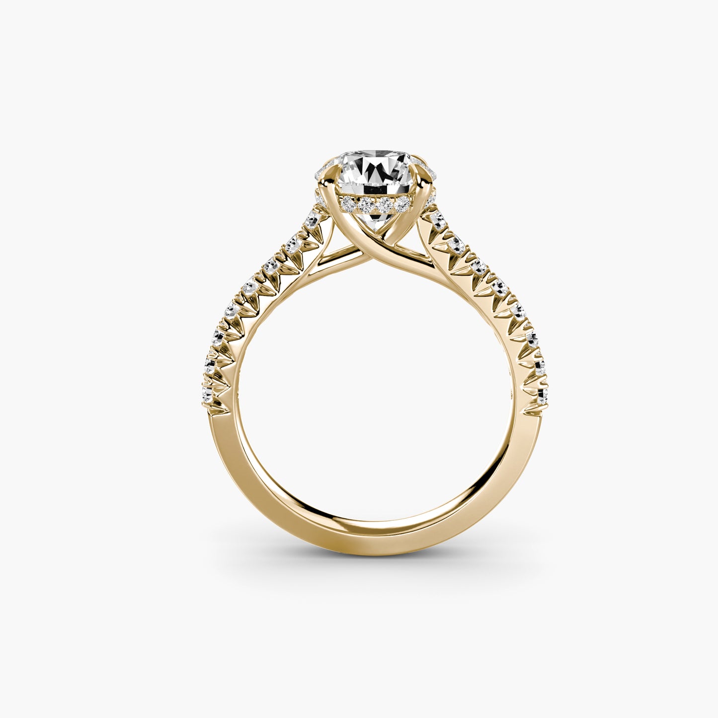 Solitaire with Pavé 5 Round in Yellow Gold