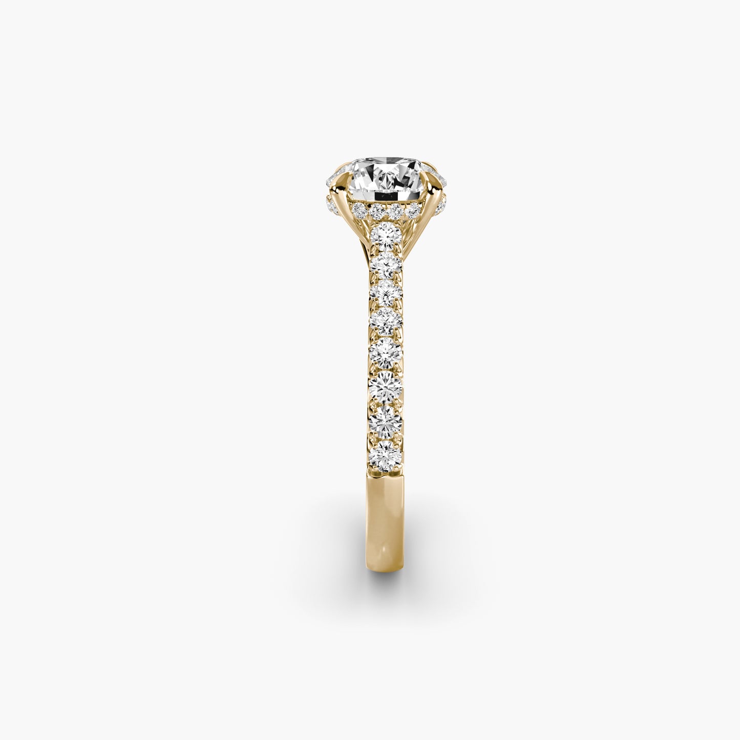 Solitaire with Pavé 5 Round in Yellow Gold