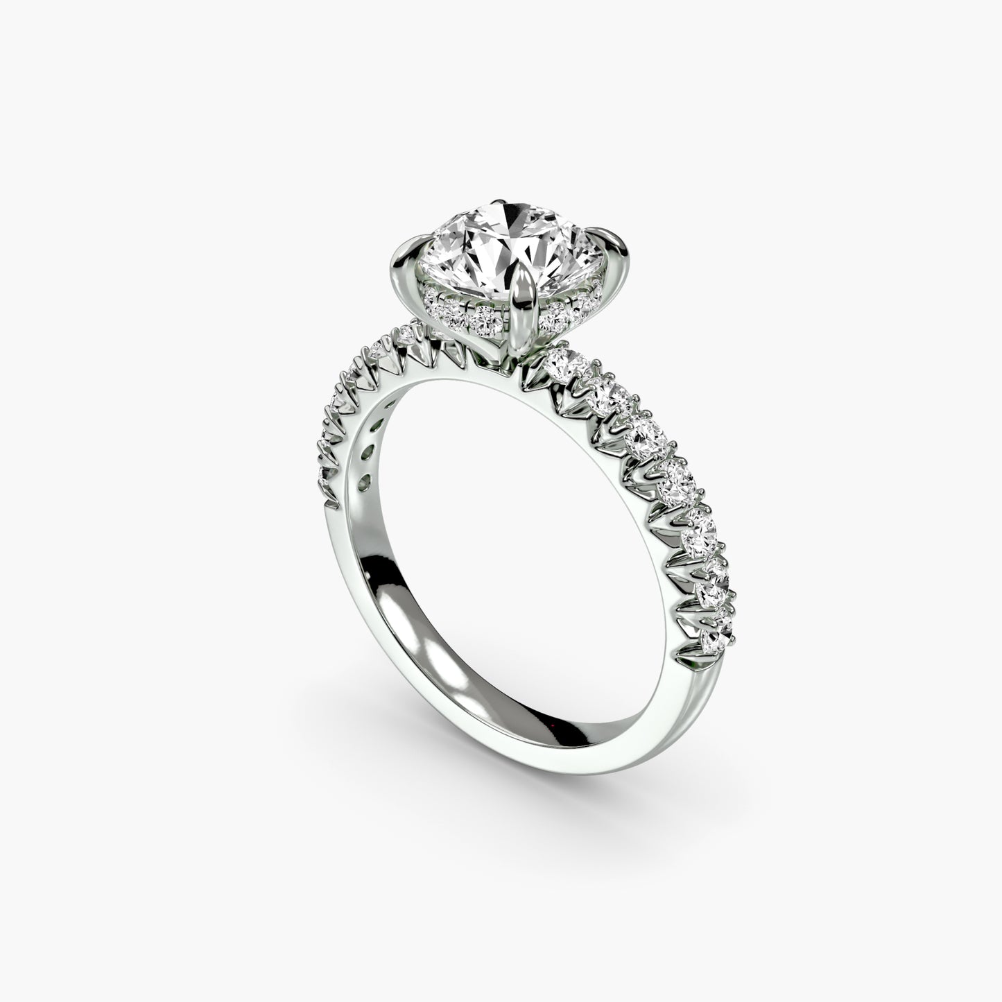 Solitaire with Pavé 6 in White Gold