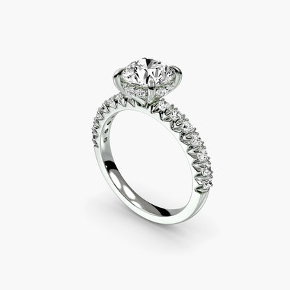 Solitaire with Pavé 6 in White Gold