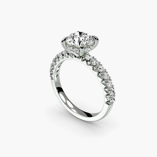 Solitaire with Pavé 6 in White Gold