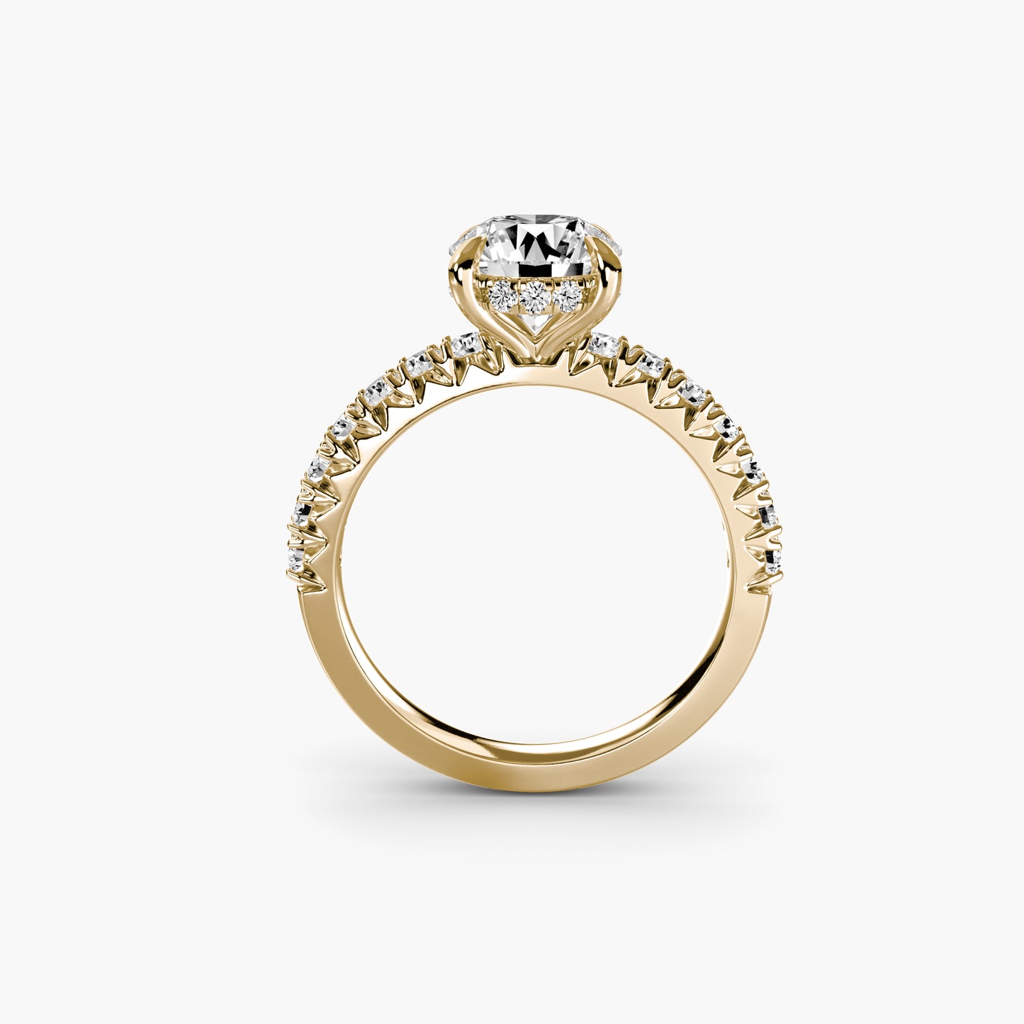 Solitaire with Pavé 6 in Yellow Gold