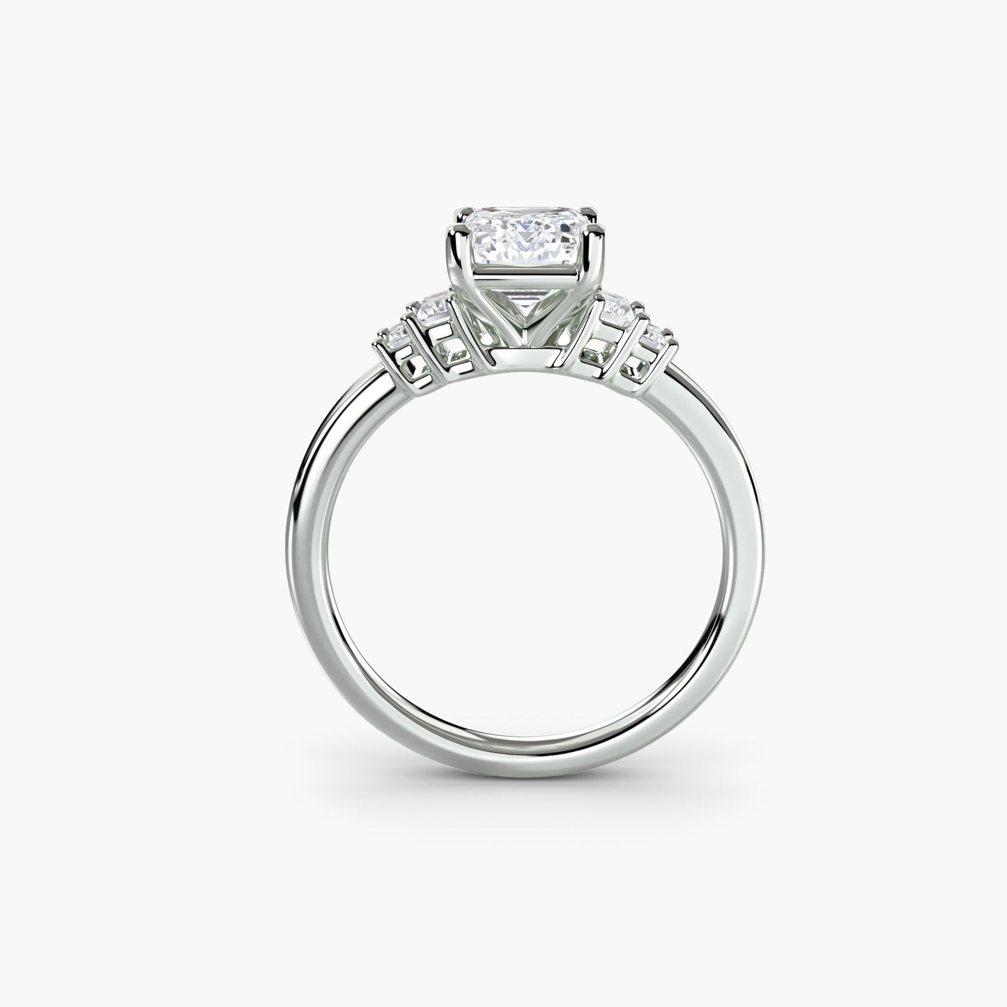 Baguette Accent Solitaire Emerald cut in White Gold