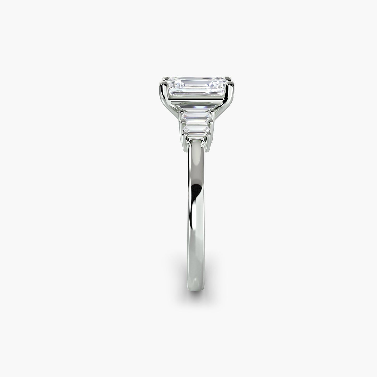 Baguette Accent Solitaire Emerald cut in White Gold