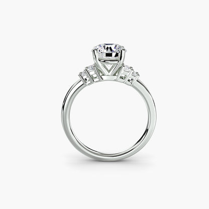 Baguette Accent Solitaire Round in White Gold