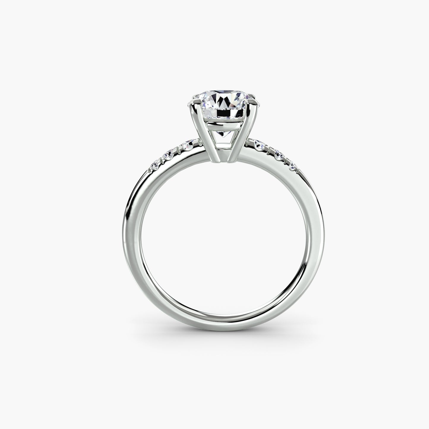 Solitaire with Shoulder Accents Round in White Gold