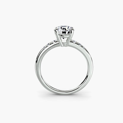 Solitaire with Shoulder Accents Round in White Gold