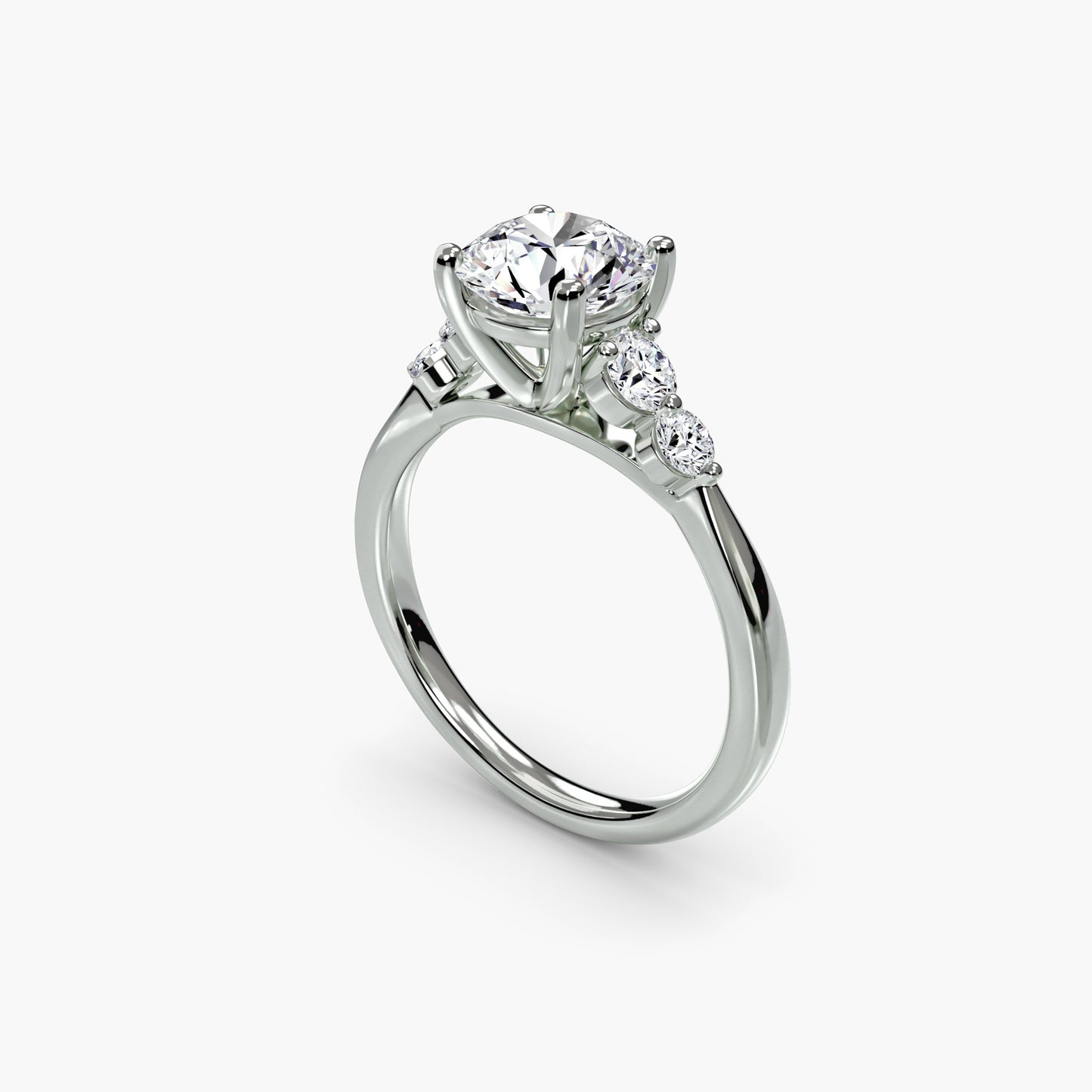Solitaire with Shoulder Accents 2 Round in White Gold