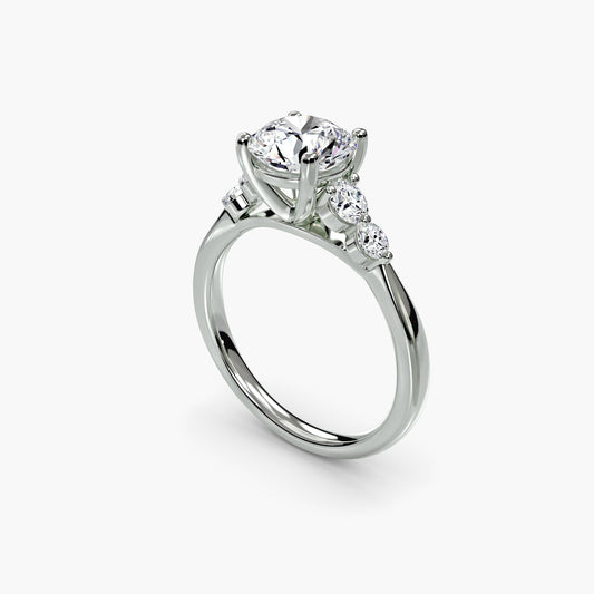 Solitaire with Shoulder Accents 2 Round in White Gold