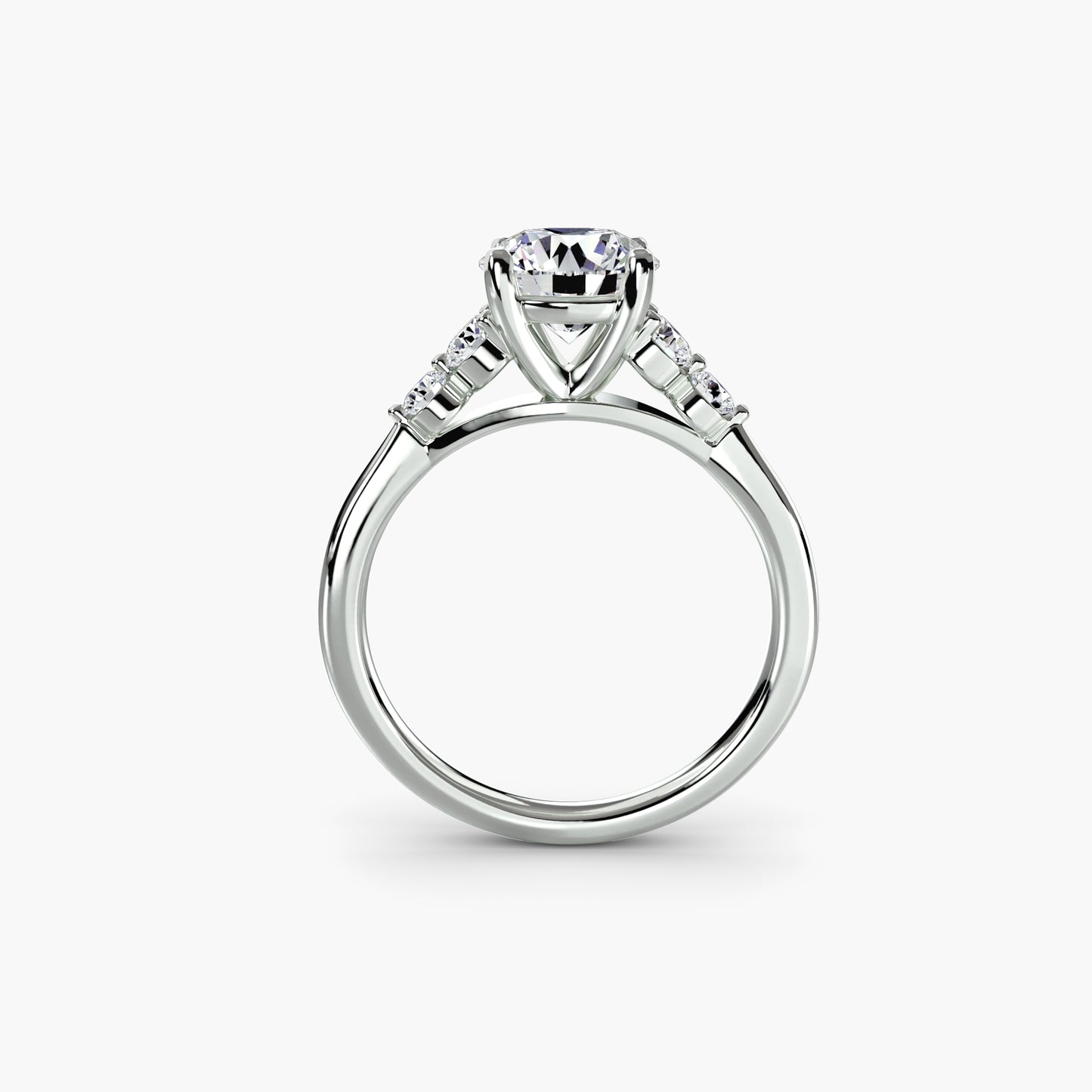 Solitaire with Shoulder Accents 2 Round in White Gold