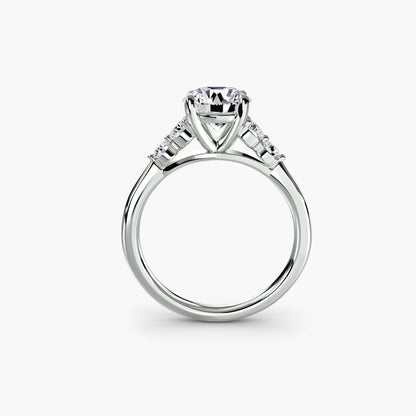 Solitaire with Shoulder Accents 2 Round in White Gold