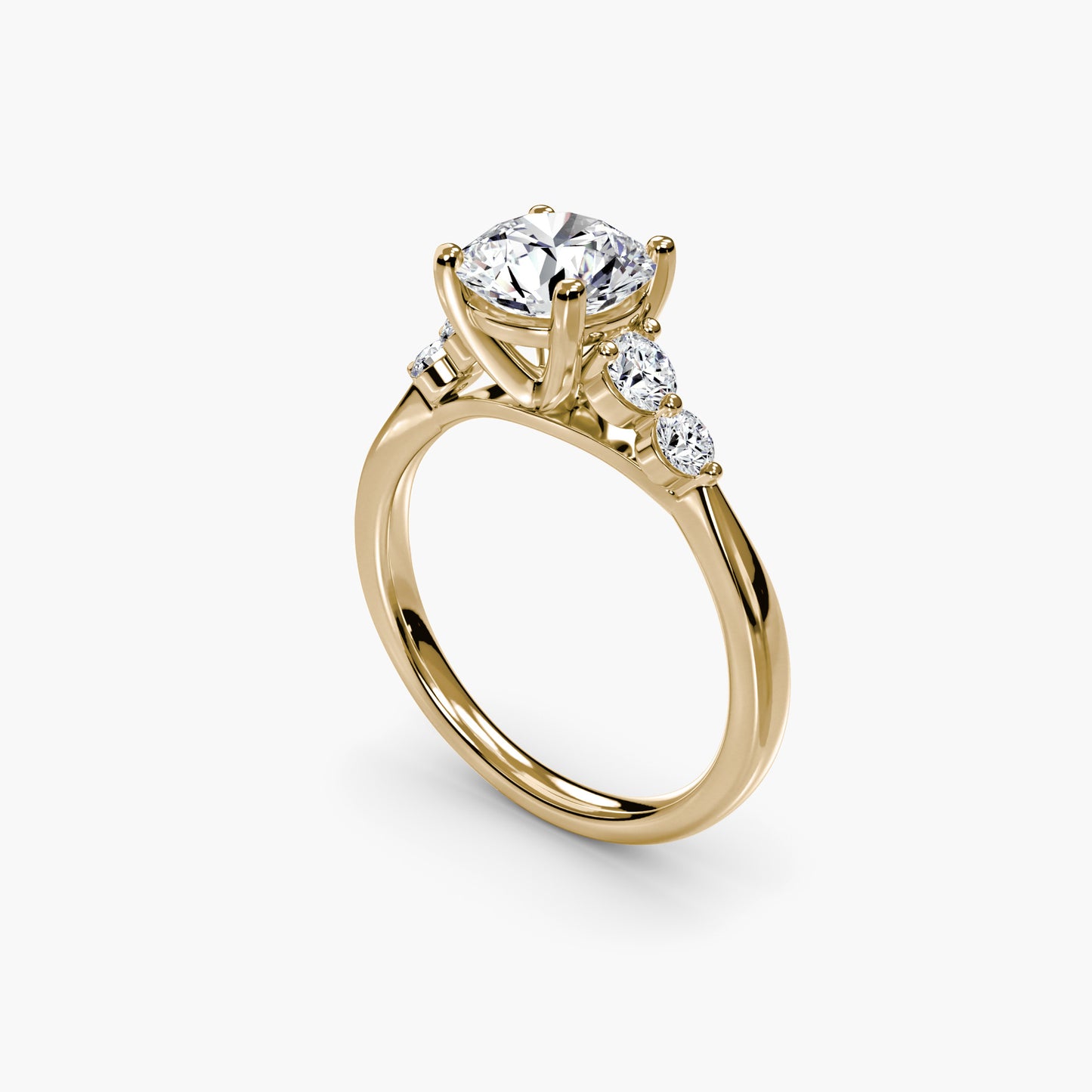 Solitaire with Shoulder Accents 2 Round in Yellow Gold