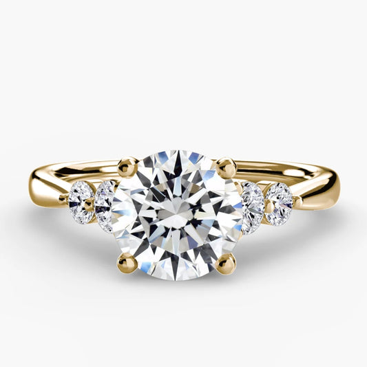 Solitaire with Shoulder Accents 2 Round in Yellow Gold