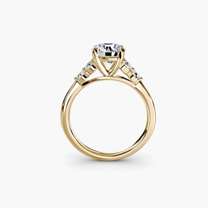 Solitaire with Shoulder Accents 2 Round in Yellow Gold